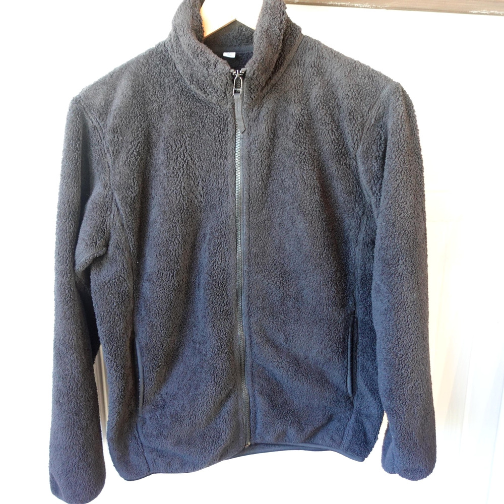 Uniqlo Jacket Womens Small Black Fleece Full Zip Sherpa Soft Cozy Sweater